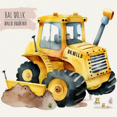 bulldozer for kids watercolor items clipart