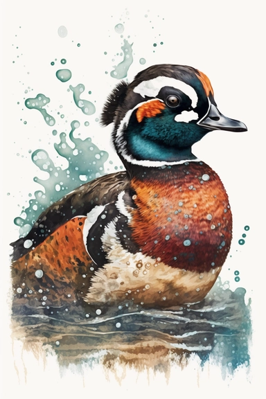 Harlequin Duck clipart watercolor