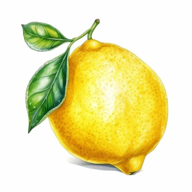 lemon Clipart, highly detailed, watercolor painting style, solid color background, no outline, vector image, png style