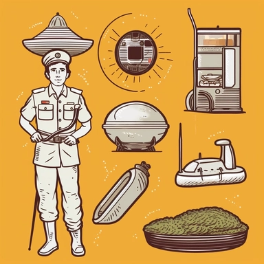 a set of black line clipart inspired by Raiders of the Lost Ark and travel and food and colonialism and David Chang and stolen cultural relics and cooking and grilling and eating and global cuisine and 1980s action figures