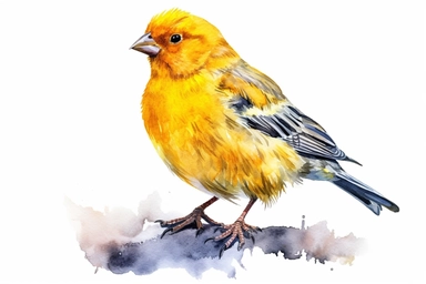 Watercolor, Belgian Canary Bird, clipart, hd, on a white background, spaced out