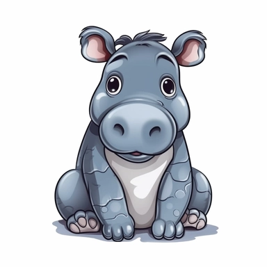 clipart with white background, a cute baby hippopotamus, clearly defined separate image, high quality--ar3:4-no mockups, watermarks, numbers, writing, letters--q2--v5.1--s1000