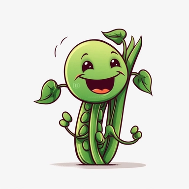 cute Green Beans, happy and smiling, bold line, clipart, sticker, white background, no shadow, 8k detail