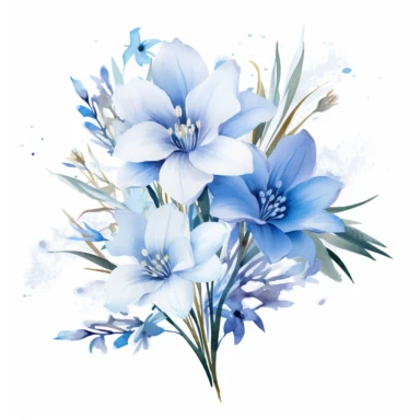 one winter flower clipart. spreading, frost, ice, white background, watercolor