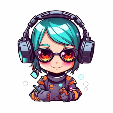 adorable simple cyberpunk Dj clipart, white background, adobe illustrator vector