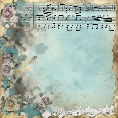 a pastel blue vintage background, in the style of letterboxing, Scrapbooking, watercolor printable clip art, watercolor splatter art in the style of Alberto seveso, Vintage paper blank for notes reminders to do list, graphite and dark beige colors, color grading, with calligraphic lines. rulers for writing, frame in the form of sheet music, spectacular backdrops, old-world charm, romantic sensibility, high res, free commercial use, frame in the form of a weaving plant, parrot on the side, remove
