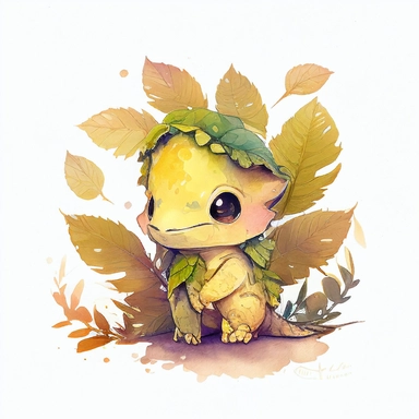 The cutest and tiniest yellow baby dinosaur ever, have wing, big smile, hide under the leaves, exploring, Watercolor Clipart, strybk, full Illustration, 4k, sharp focus, watercolor, smooth soft skin, symmetrical, soft lighting, detailed face, concept art, muted colors, watercolor style, strybk, children's style fairy tales, chibi kawaii, . Octane rendering, 3d. Perfect face, detailed face, delicate face, perfect sharp lips, detailed eyes. Craig Davison, Aubrey Beardsley, Conrad Roset, Aikut Aido