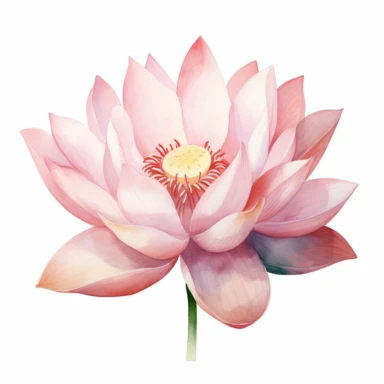 lotus flower,clipart, watercolor, isolated pure white background