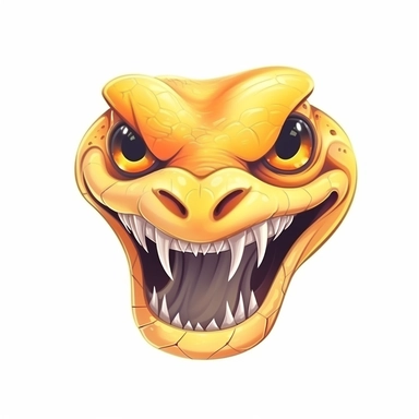 fantasy happy cute cobra face, cartoon, clipart, mascot, isolated on white background
