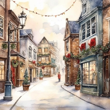 Christmas street, Ornamental watercolor, clipart, I can't believe how beautiful this is
