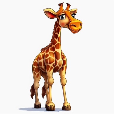 hd clipart, giraffe, cartoon style, fully detailed,