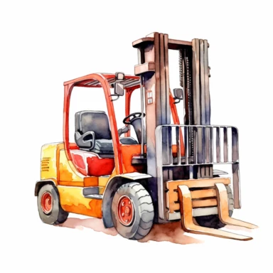 watercolor fork lift clipart, white background