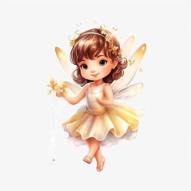 disney style little fairy priness clipart, watercolor clipart, png file, hyper realistic, transparent background,high detail, 8k