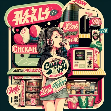 Creative graphic design, design, Jpop culture, Geek on in Akihabara, collage, clipart, graphic, illustrations, 16K