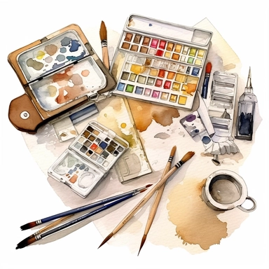 watercolour crafter, Crafting materials, neutral Watercolor Clipart - <@1098423716465102849> (62%) (fast)