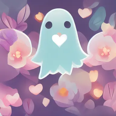 cute ghost clipart in a grid, OrientalLight, flowers, heart Pastel colors, Trending 8k, anime style, dynamic lighting, cinematic,