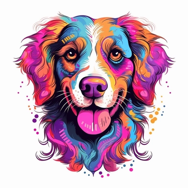 vector art of a dog illustration, vivid colors, colorful, pastel cute colors, Sublimation Clipart ,Cartoon,hyper realistic, intricate detail, illustration style,high solution,on the white background