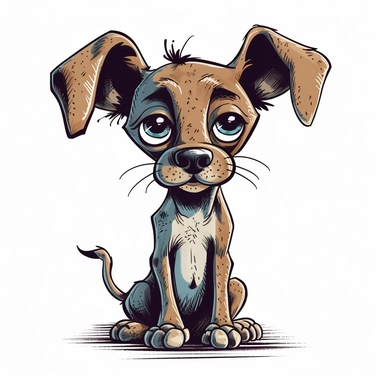 hand drew puppy with quirky and funny-looking clipart
