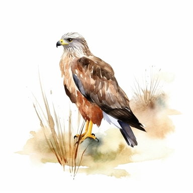 African Marsh Harrier bird, water color style, clipart, white background