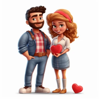 valentine's day, couple, latin, cute cartoon, 8k, detailed, clipart, white background