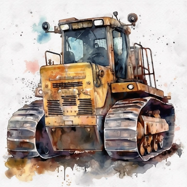 bulldozer watercolor png clipart on a white background