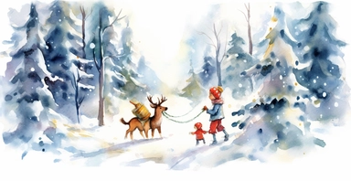 Adorable Christmas scene, clipart, precision painting, vivid colours, ornamental watercolor, white background, I can’t believe how beautiful this is