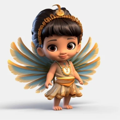 an adorable baby indian fairy with big shiny cute eyes 3D model clipart