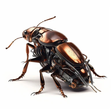 mechanical cockroach, vector free clipart illustration, in the style of unreal engine 5, 32k uhd, detailed features, white background