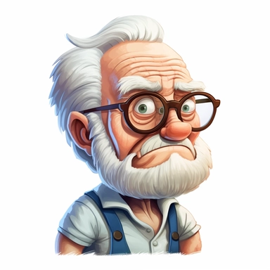 funny Grumpy Grandpa Clipart, white background
