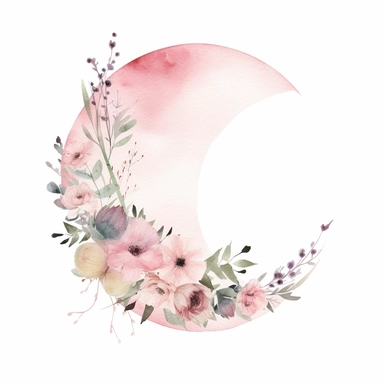 half a circle, minimal, pale pink watercolor flowers, wedding invite, clipart, white background, half circle