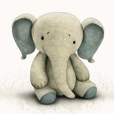 A cute baby elephant teddy soft toy, jellycat, stylised hand painted textures, stylized digital art, baby elephant , rough paper texture, baby elephant, highly detailed muted colors,watercolor texture, setteidreams colour design, finger blend shading, stippled walls,amazing textured brush strokes, illustrated in whimsical style, childrens book illustration, clipart style, white solid background , no watermark, remove watermark, no text, remove text, no writing, remove writing