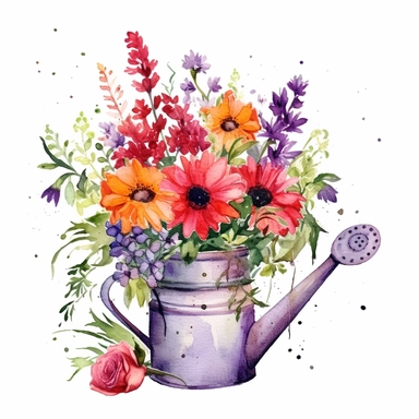 watercolor colorful clipart of a fancy garden party, hd, on white background