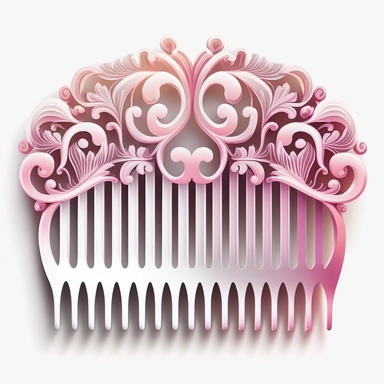one pretty pink and white hair comb clipart, vector illustration, highly detailed, white background, hd