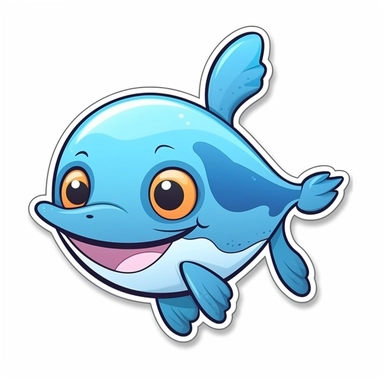 Cute Cartoon Ocean Animal Sticker, water, Ocean Animal, illustration, funny, clipart, simple, high quality
