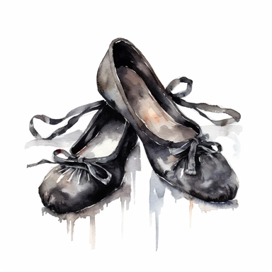 watercolour black ballet shoes hd clipart white background