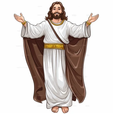 clipart, stock photograph, white background, cartoon, vector, Jesus as Lord