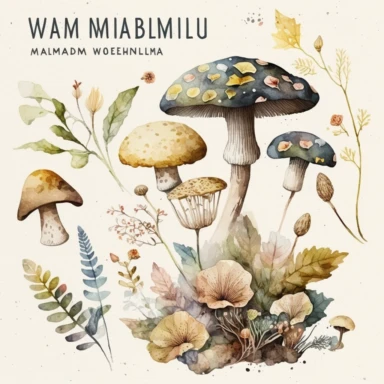 watercolor wild mushroom clipart