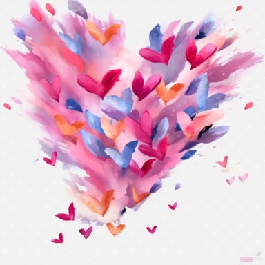 heart flying hearts clipart, in the style of loose, painterly style, miwa komatsu, pink, imitated material, high resolution, emotional gestural marks, emil nolde white background simple png