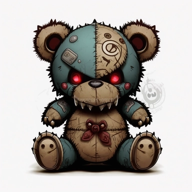 Evil Teddy Clipart, 8K, with white background, HD, No text on image,