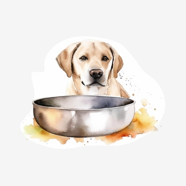 Watercolor dog bowl clipart, white isolated background, space out, hd
