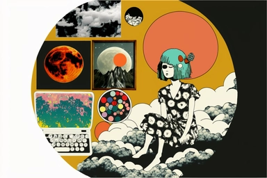 round, winamp skin, raining outside the window, ( collage ), fairy wings, buggy, bloomy, bad dream, chimney, kawaii colors, it is flying through space, clipart person followed by a shadow made of lava The solar system neatly organized in an artistic way a computer screen with a mountain in the background, by Torii Kiyomasu, tumblr, computer art, pastel goth aesthetic, space color scheme, , philosophical splashes of colors, instagram art, various windows open on desktop, graphic design software, 