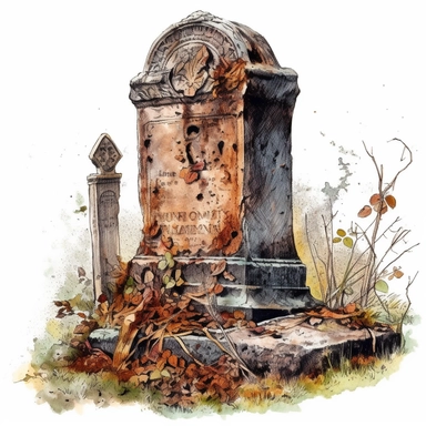 blank old Western grave headstone, no writing, rusty, dusty, watercolor, clipart, white background
