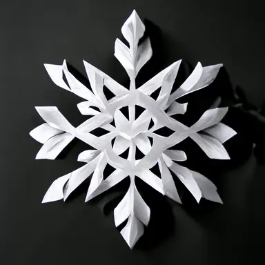 white paper snowflake, snowflake made of white paper, black background, no shadow, realistic, clipart