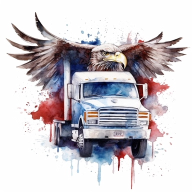 American flag, American, America Eagle, one nation under god, Clipart watercolor, architect, travel, truck, eagle bird, no watermark, text, brush , 300 DPI , typography, shapes do not stick together, no text in the picture