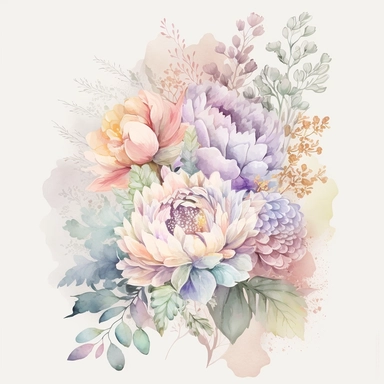 soft colorful pastel colored floral arrangement clipart, soft and subtle, colorful fairy pastel colors watercolor style, fawncore, pastel roses only, single rose, light purple pastel, light pink pastel, dreamy pastel colors, carnation pastel, tulips pastel, sunflower pastel, muted pastel colors, plain white background, use of fabric, excellent depth of shading in soft watercolor style, watercolor artwork, plain white background for transparent editing