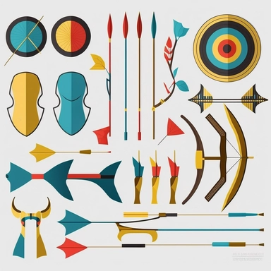Olympic archery equipment clipart set