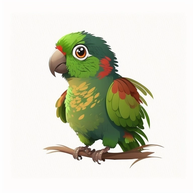 cartoon of mutt mixed parrot, cute, funny, clipart style, vector style, white background