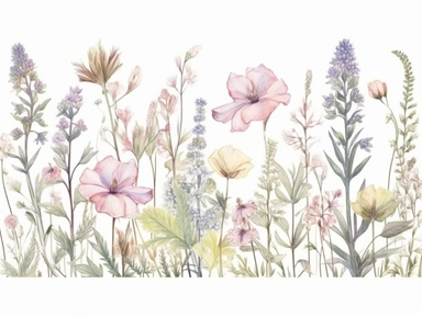 Clip art set.Mountain Splendor: Columbines, Paintbrushes, and Lupines. Soft, Gentle, color pallete. perfect for adding a whimsical and romantic touch to invitations, stationery, and more, vector, contour, white background, clipart set, spaced out