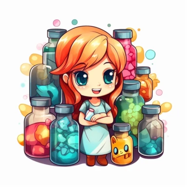 clipart of a medicines, chibi style white background