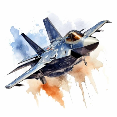 watercolor highly detaild f35 fighter jet clipart